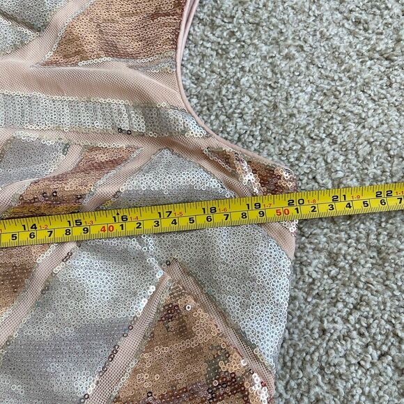 Vince Camuto 14 Sequins Cocktail Party Sheath Dress Silver Rose Gold Holiday - Picture 12 of 15